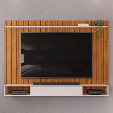 Imagem de Painel Ripado TV 70 Pol com Bancada Suspensa 193cm Clio D05 Freijó Off