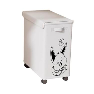 Imagem de Generic Carrinho de utilidades embaixo da mesa com tampa e rodas, recipiente prático de armazenamento móvel para carrinho de rodinhas para escritório e casa, Coelho Branco Xl