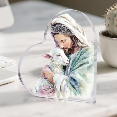 Imagem de Placas e placas decorativas de mesa de acrílico, presente ideal para amigos e familiares, adequado para aniversário, formatura, Dia das Bruxas, Ação de Graças, Natal (Jesus)