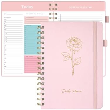 Imagem de Oucaru Agenda diária sem data, caderno espiral A5 com agenda horária, lista de tarefas, prioridades e notas para produtividade - Organize facilmente suas tarefas, compromissos e objetivos para