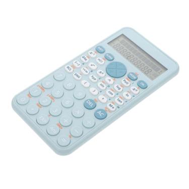 Imagem de Calculadora de funções científicas para estudantes universitários, calculadora eletrônica portátil azul com exibição de funções para contabilidade e exames de matemática
