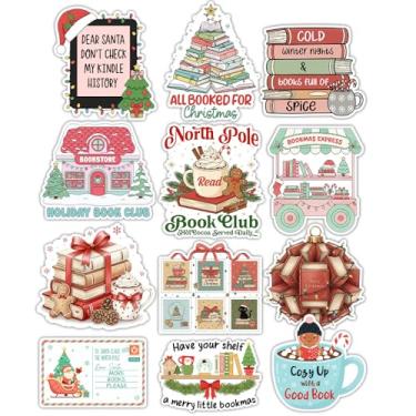 Imagem de BAVAHA (12 peças - 7,6 cm) Pacote de adesivos de livros de Natal exclusivo para Kindle, Bookworm Booktok decorações de presente de Natal carro tanque laptop garrafas de água bagagem