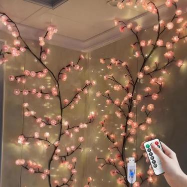 Imagem de Luzes LED para galhos de árvores BomKra Cherry Blossom Willow Vine