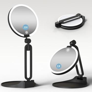 Imagem de Espelho de aumento Suupvaor 20X/1X 15cm LED dobrável