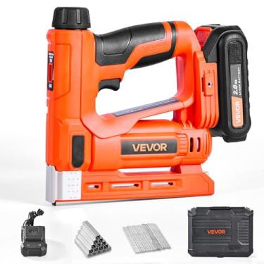 Imagem de VEVOR Pregador Brad sem fio, pistola de pregos 2 em 1, calibre 18 de 5/20.3 cm, inclui 1000 peças de grampos e 1000 pregos, com bateria e carregador, aderência de borracha antiderrapante, para