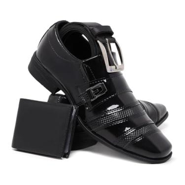 Imagem de Sapato Social Masculino em Verniz, Kit com Carteira e Cinto, Bico Quadrado. (Preto, BR, Adulto, Numérico, 39)