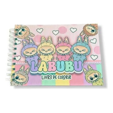 Imagem de Livro De Colorir Capa Dura Labubu 50 Folhas Cores Pasteis