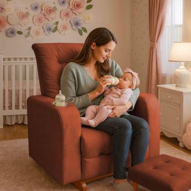 Imagem de Poltrona De Balanço Base Com Puff Gloria TerraCota