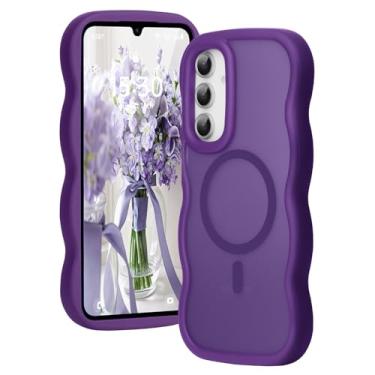 Imagem de Amzfield Capa para Samsung Galaxy A16 5G compatível com Magsafe ondulado design fofo magnético translúcido fosco capa protetora de silicone para Galaxy A16 5G mulheres meninas, roxo escuro