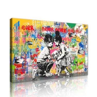Imagem de Yeesjoee Street Graffiti Wall Art Banksy Canvas Wall Art Modern Graffiti Picture Decor Impressão em tela para quarto sala de estar, 30 x 40 cm