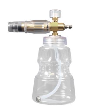 Imagem de MaxFlow Canhão de espuma - Capacidade de 1 litro com bocal ajustável, conector rápido de 0,6 cm e M22, 4 orifícios e filtro de aço inoxidável - Acessório de arruela de espuma grossa para lavar carros