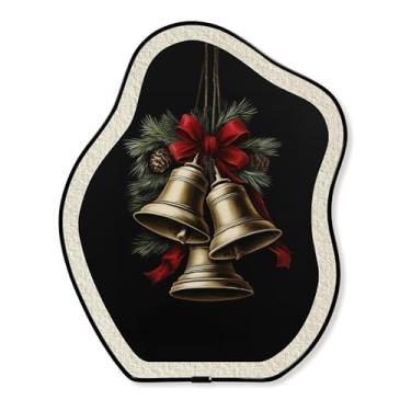 Imagem de Enfeites de Natal, arte de parede emoldurada de metal, decoração rústica de sinos de neve de inverno, decoração oval curva divertida para parede ou mesa, escada, corredor, quarto, sala de estar