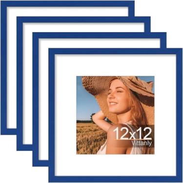 Imagem de Vittanly Conjunto de 4 porta-retratos de 30 x 30 cm, exiba imagens 20 x 20 com tapete ou 30 x 30 sem tapete, moldura de galeria para exibição de parede, madeira projetada com acrílico resistente a