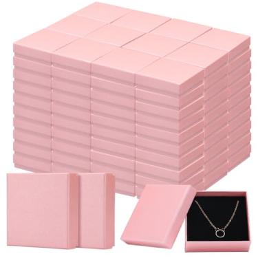 Imagem de Tenceur 100 caixas de presente de joias de Natal a granel caixas de papelão para colar brinco pulseira pacote de armazenamento (rosa, 8,9 x 8,9 x 3 cm)