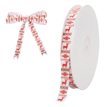 Imagem de 1 rolo de fita de Natal, 27 jardas 0,4 polegadas fita de gorgorão para embrulho de presente de Natal, artesanato faça você mesmo, decoração de ornamento (branca)