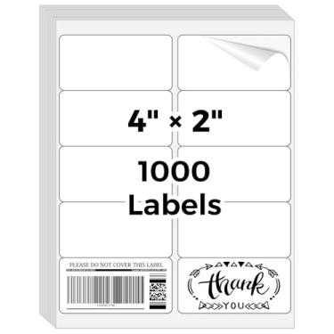 Imagem de Etiquetas de envio para impressora a laser/jato de tinta, adesivos de etiquetas de endereço - 100 folhas de 5 x 10 cm, papel adesivo imprimível de 1000 etiquetas de endereço para envelopes