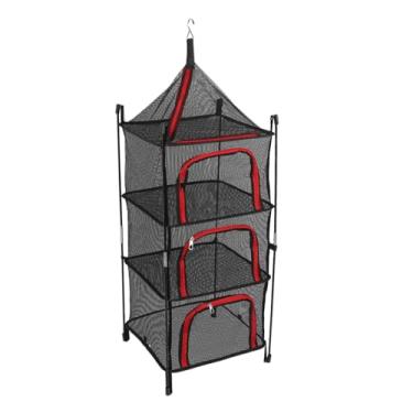 Imagem de Asixxsix Rack de Secagem de Ervas, Rede de Secagem Suspensa de Malha Dobrável Com Gancho, Saco de Armazenamento e Haste de Suporte, Secador de Plantas Internas e Externas para Sementes (vermelho)