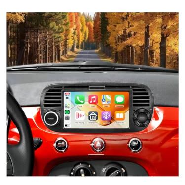 Imagem de Rádio 2G + 64G para Fiat 500 2007-2015 estéreo automotivo com carplay sem fio Android Auto, tela sensível ao toque IPS de 7 polegadas 1080p, 28UIs, rádio FM/RDS, GPS integrado, 5.0 Bluetooth, tela
