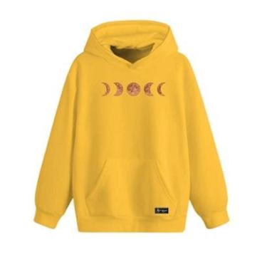 Imagem de Blusão Moletom Canguru Fases da Lua Infantil Personalizado com Capuz e Bolso-Unissex