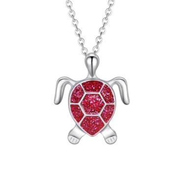 Imagem de PIYIZ Colares de tartaruga azul/rosa/branco/verde banhado a prata de aço inoxidável delicados joias marinhas para mulheres, Aço inoxidável Prata esterlina, Zircônia cúbica