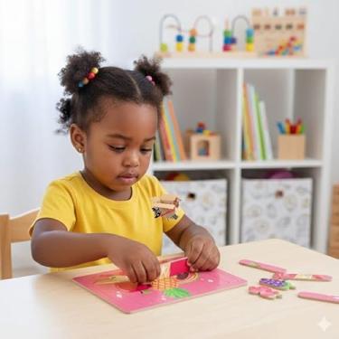 Imagem de Brinquedo Pedagógico Em Madeira Quebra Cabeça Montessori Infantil Baby (QC Frutas)