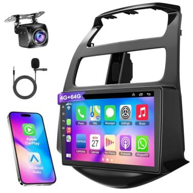 Imagem de Rádio automotivo de 4 GB + 64 GB para Chevy Spark 2013 2014 2015, suporte estéreo Spark, sem fio e Android Auto, tela QLED de 9 polegadas com navegação GPS/controle de voz/SWC/câmera de backup