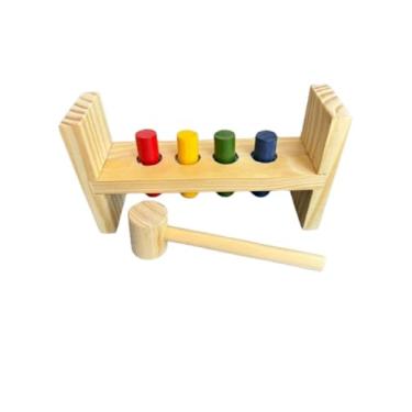 Imagem de Bate Pinos de Madeira Colorido - Brinquedo Pedagógico Infantil