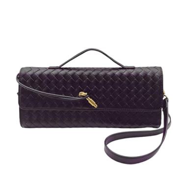 Imagem de Qiannaura Bolsas de mão formais femininas de couro tecido noturno grande clutch para casamentos e festas | Bolsa de ombro conversível, Roxo escuro, 12 x 1.5 x 4.9 inch / 30.5 x 4 x 12.5 cm