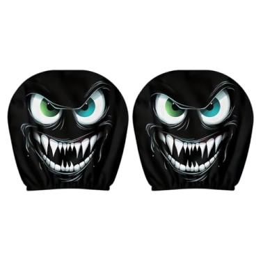 Imagem de Capas de encosto de cabeça de Halloween, protetor de encosto de cabeça elástico para assento de carro com olhos grandes - Capas elásticas de apoio de cabeça para decoração de interiores automotivos
