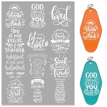 Imagem de DORSBABY Adesivos UV DTF - 24 folhas de citações cristãs adesivos de transferência a frio para chaveiros de motel. Papel de transferência impermeável, esfregar em transferências à prova d'água