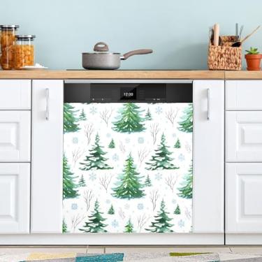 Imagem de ATTX Capa de ímã de lava-louças de pinheiros de Natal, 58,4 cm C x 66 cm A decoração da capa da máquina de lavar louça, decalques de armário doméstico adesivos de eletrodomésticos #546