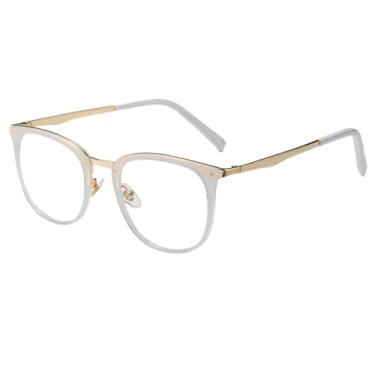 Imagem de Óculos de grau femininos com pernas de metal e armação de metal (C5 branco transparente)