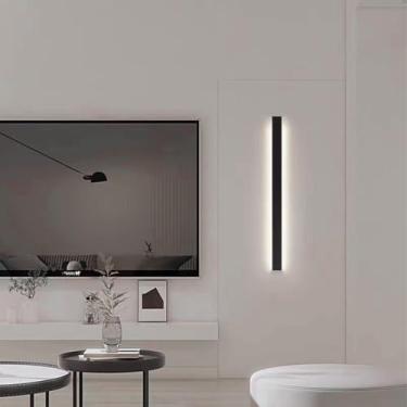 Imagem de GZZBMY LED apliques de parede interior moderno minimalista longa candeeiros de parede metal alumínio escadas iluminação para quarto cabeceira sala de estar escadas (luz branca preta, 60 cm)
