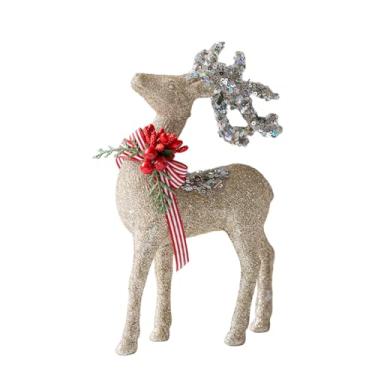 Imagem de WeiLaiKeQi Estatuetas de Renas Recheadas para Decoração de Natal, Adereços Rústicos e Criativos para Fotos, Esculturas de Animais para Lareira e Casamento, Style a Golden