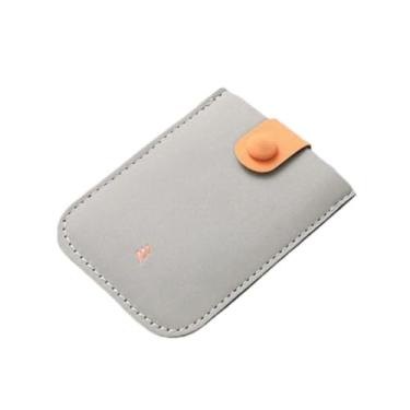 Imagem de Carteira feminina de couro sintético com bloqueio de RFID, organizador de viagem fino, Cinza e laranja, Tendência