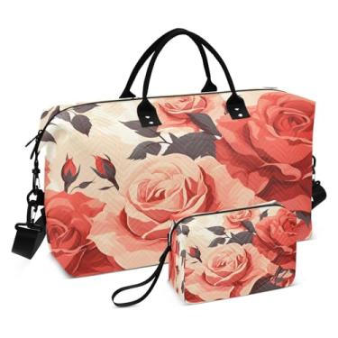 Imagem de CEBUGI Bolsa feminina acolchoada com estampa de rosa cômica, bolsa de viagem de fim de semana, bolsas hospitalares para trabalho de parto e parto