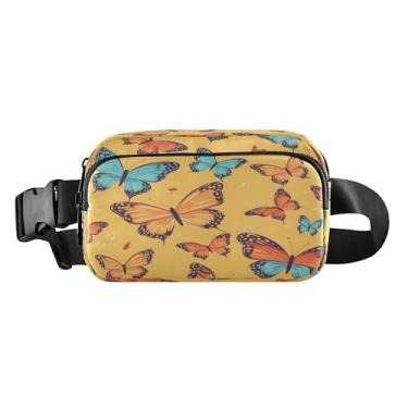 Imagem de CEBUGI Pochetes de caminhada para homens e mulheres, borboletas coloridas, modernas, resistentes à água, com cinto ajustável para treino, viagem, corrida