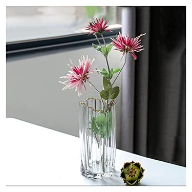 Imagem de LMJYU Flores artificiais, plantas artificiais de interior, girassol de seda falsa/crisântemo bola, buquês artificiais para decoração floral de casa de fazenda (com vaso)
