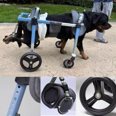 Imagem de PUJPOQRP Cadeira de rodas para animais de estimação Cadeira de rodas para cães 4 rodas podem ser 2 rodas cadeira de rodas para cães Xs a XXL, carrinho de suporte de cadeira de rodas de alumínio para