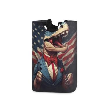 Imagem de xigua Cesto de lavanderia grande de dinossauro com alça, cesto de roupas dobrável, cesta de armazenamento dobrável para organização de brinquedos e roupas no quarto, banheiro e lavanderia