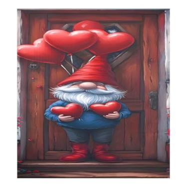 Imagem de Qilmy Capa de ímã de máquina de lavar louça de gnomo fofo dia dos namorados 58 x 66 cm capas decorativas de geladeira para porta frontal adesivo de folha magnética máquina de lavar louça painel