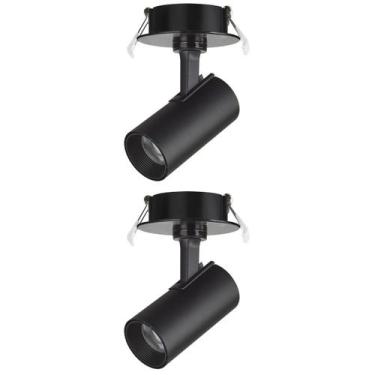 Imagem de Kit 2 Spot LED de Embutir 7W 3000K Preto Bivolt Foxlux