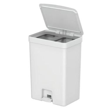 Imagem de Lixeira de Pedal Trium 30L Duplo Compartimento LX4350 - Ou, Branco