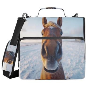 Imagem de STAYTOP Fichário fofo com 3 anéis com zíper e alça de ombro, anéis D de 3,8 cm, material escolar e de escritório