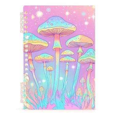 Imagem de Burbuja Caderno de cultivo de cogumelos, papel pautado universitário A5 com 60 folhas, fichário para escritório, 1 pacote