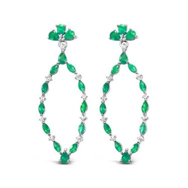 Imagem de Tenda para letreiro de diamante esmeralda em forma de ouro branco 14k peso 1,97, dourado, Esmeralda Diamante