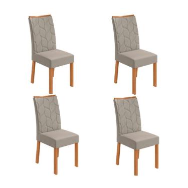 Imagem de Conjunto com 4 Cadeiras Rayla Veludo Capuccino e Amêndoa