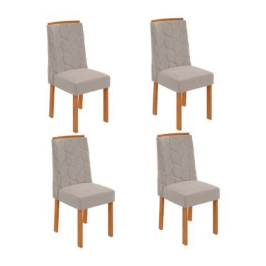 Imagem de Conjunto com 4 Cadeiras Astrid Veludo Capuccino e Amêndoa