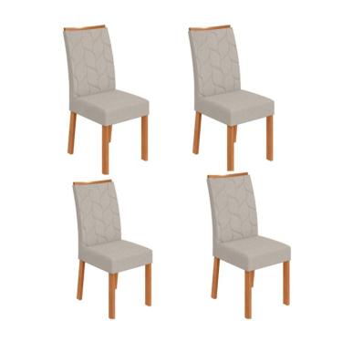 Imagem de Conjunto com 4 Cadeiras Rayla Linho Cinza e Amêndoa