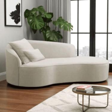 Imagem de Divã Recamier Sofá Curvo Sala De Tv E Estar Recepção Inglaterra 150cm Lado Direito Linho Bege- Mabe Magazine